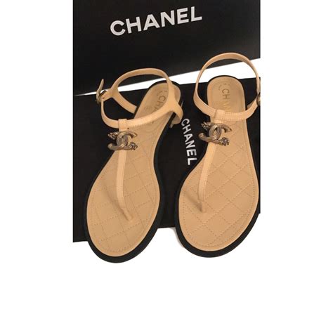 sandalen chanel beige|Chanel kid sandals.